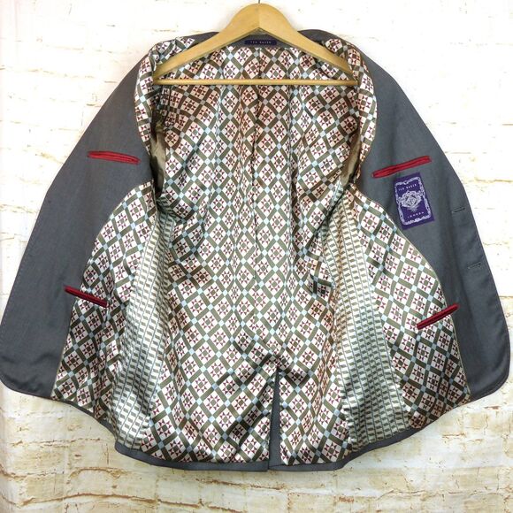 Ted Baker London Blazer Jacket Men 40R Gray Debonair Wool Two Button Suit Coat - Picture 10 of 13